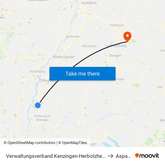 Verwaltungsverband Kenzingen-Herbolzheim to Aspach map