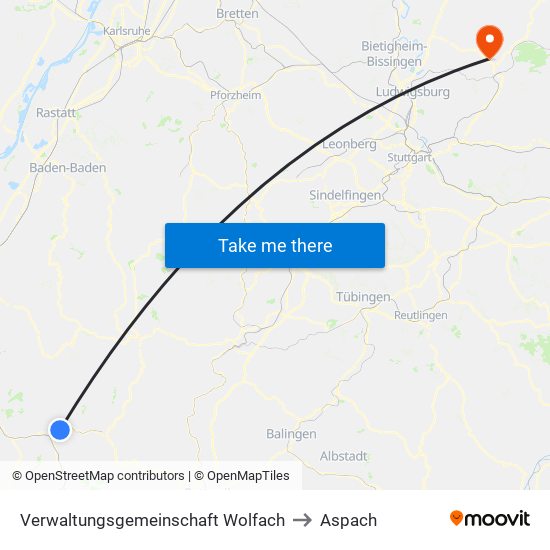 Verwaltungsgemeinschaft Wolfach to Aspach map