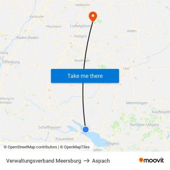 Verwaltungsverband Meersburg to Aspach map