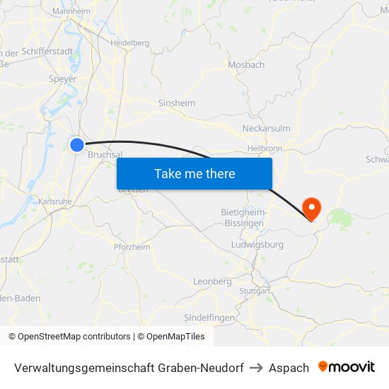 Verwaltungsgemeinschaft Graben-Neudorf to Aspach map