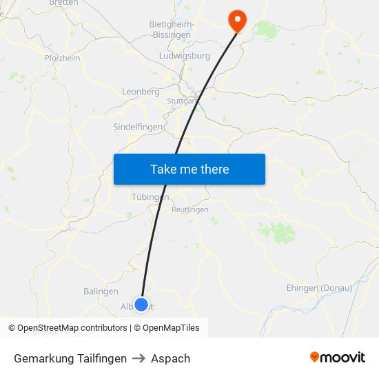 Gemarkung Tailfingen to Aspach map