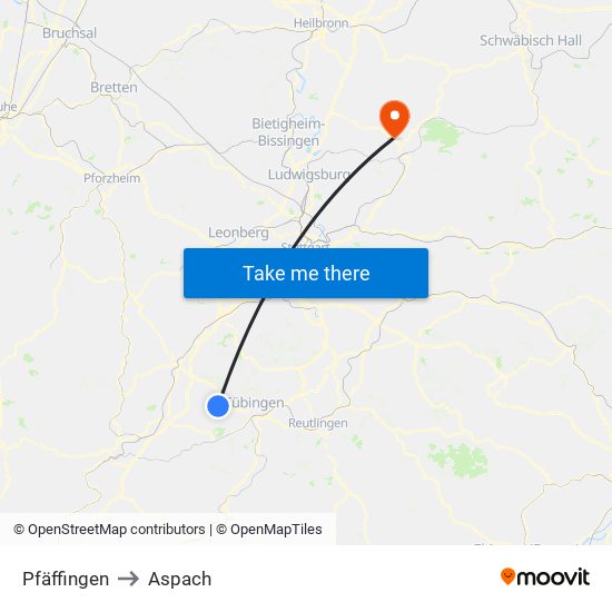 Pfäffingen to Aspach map