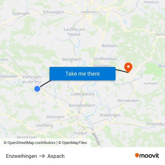 Enzweihingen to Aspach map