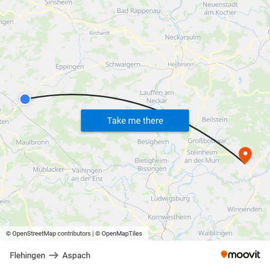Flehingen to Aspach map
