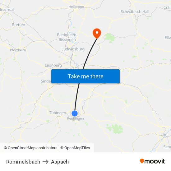 Rommelsbach to Aspach map