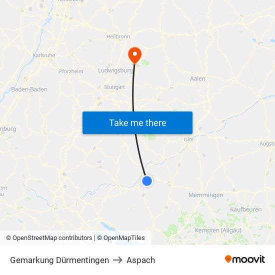 Gemarkung Dürmentingen to Aspach map