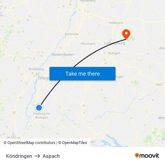 Köndringen to Aspach map