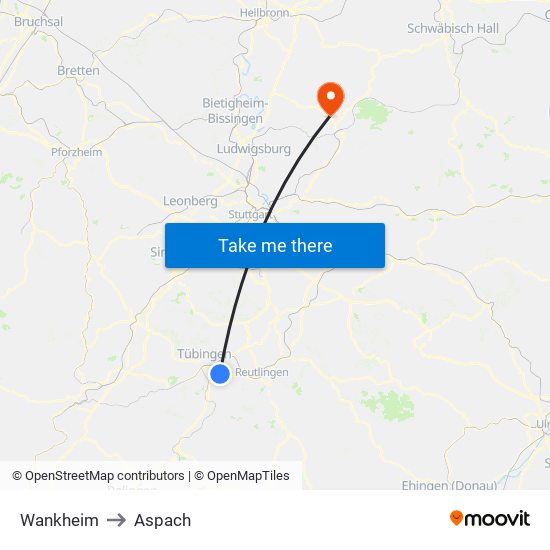 Wankheim to Aspach map
