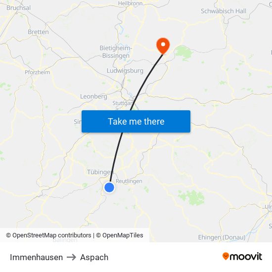 Immenhausen to Aspach map
