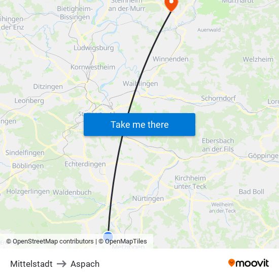 Mittelstadt to Aspach map