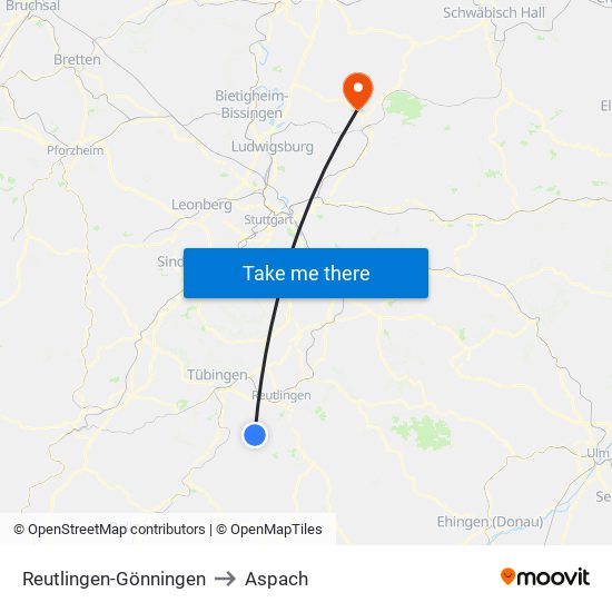 Reutlingen-Gönningen to Aspach map