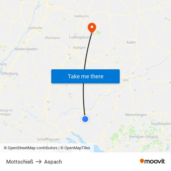 Mottschieß to Aspach map