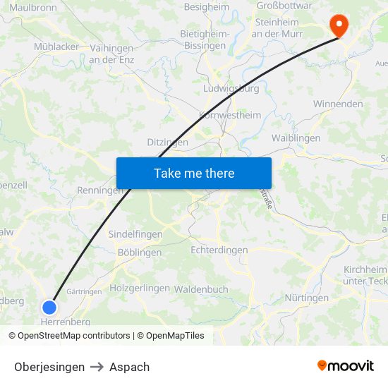 Oberjesingen to Aspach map