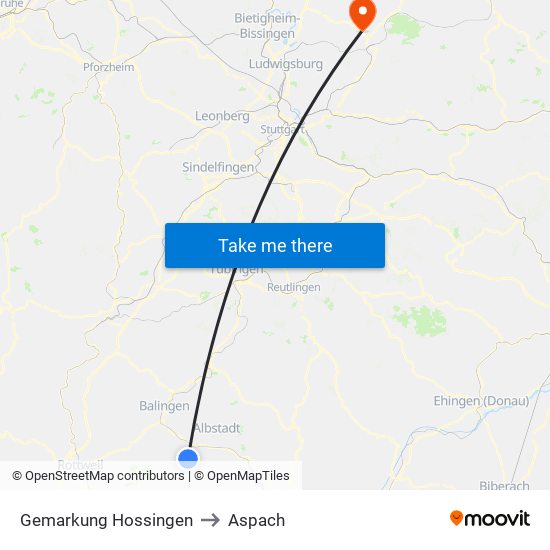 Gemarkung Hossingen to Aspach map