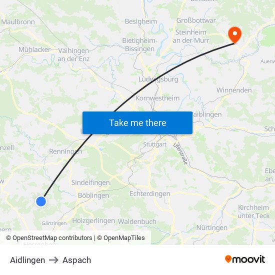 Aidlingen to Aspach map