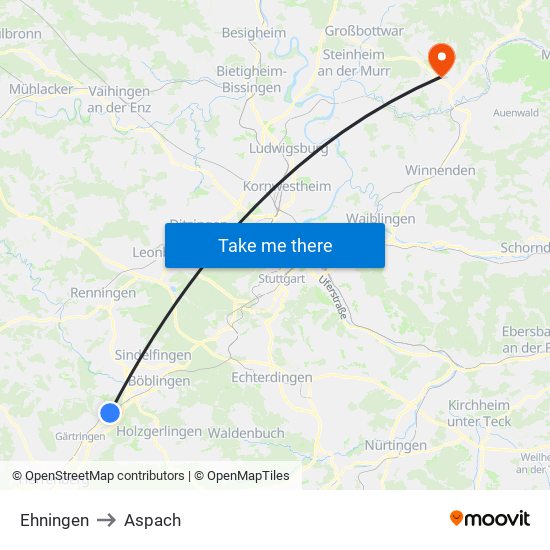 Ehningen to Aspach map