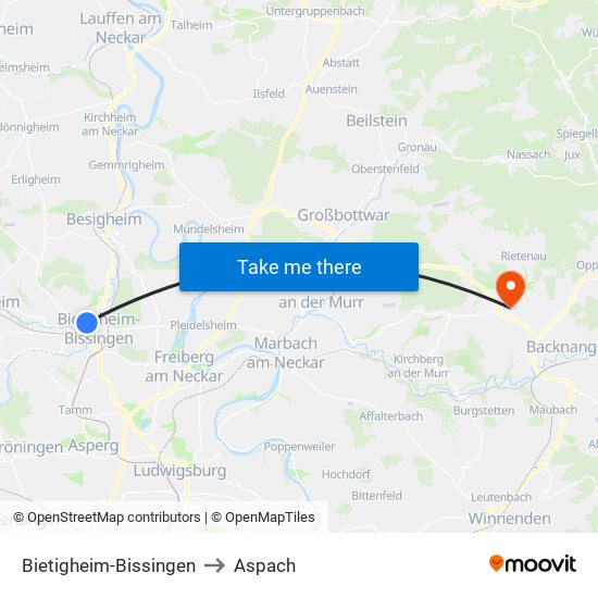 Bietigheim-Bissingen to Aspach map