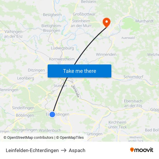 Leinfelden-Echterdingen to Aspach map