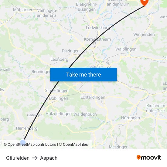 Gäufelden to Aspach map