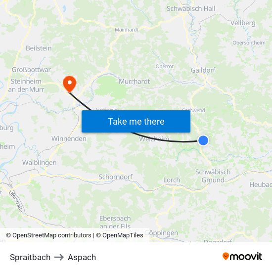 Spraitbach to Aspach map