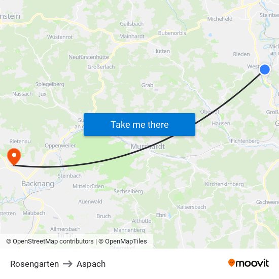 Rosengarten to Aspach map