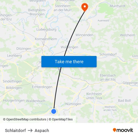 Schlaitdorf to Aspach map