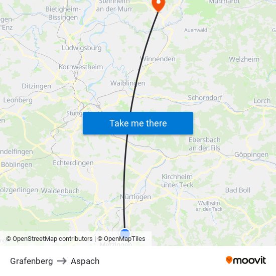 Grafenberg to Aspach map