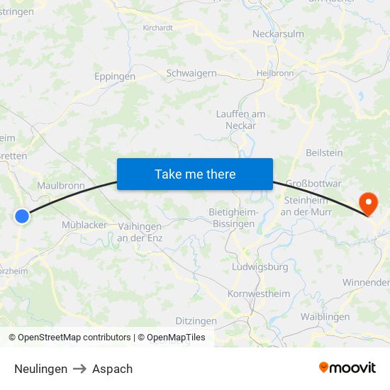 Neulingen to Aspach map
