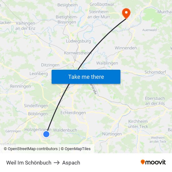 Weil Im Schönbuch to Aspach map