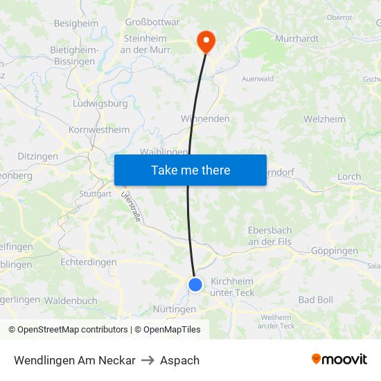 Wendlingen Am Neckar to Aspach map