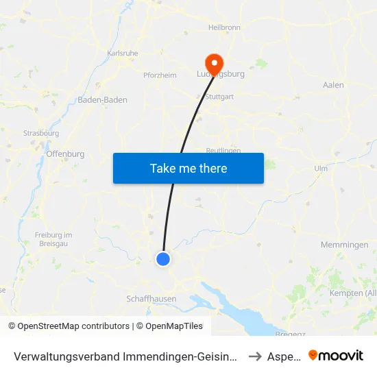 Verwaltungsverband Immendingen-Geisingen to Asperg map