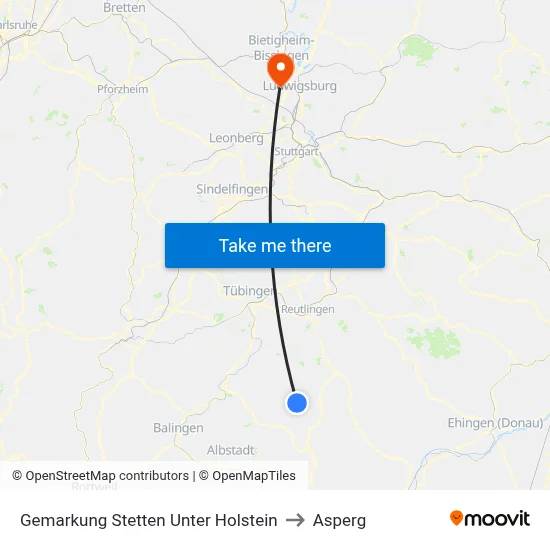 Gemarkung Stetten Unter Holstein to Asperg map