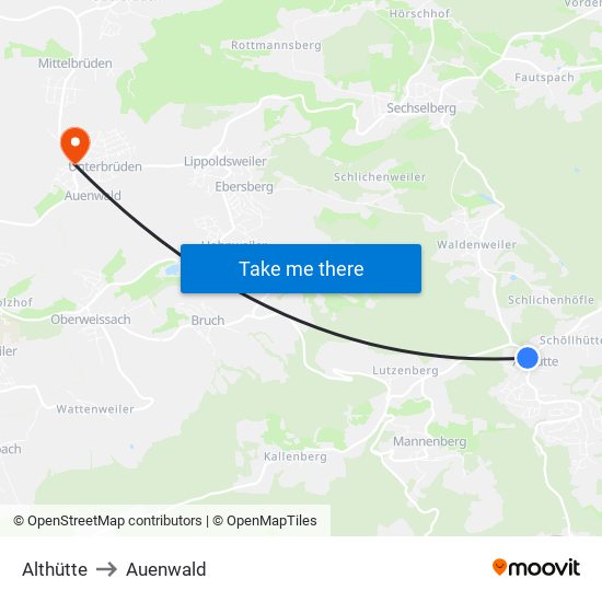 Althütte to Auenwald map