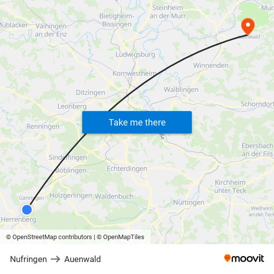 Nufringen to Auenwald map