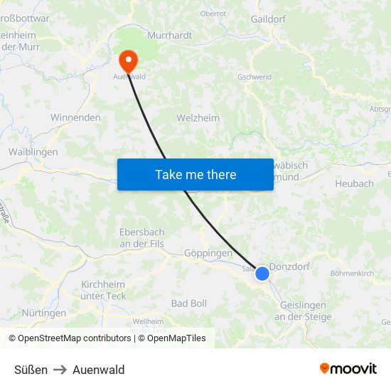 Süßen to Auenwald map