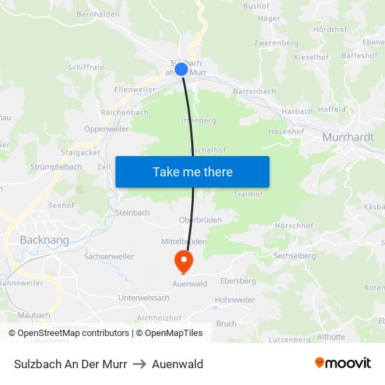 Sulzbach An Der Murr to Auenwald map