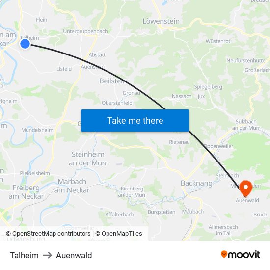 Talheim to Auenwald map