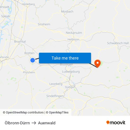 Ölbronn-Dürrn to Auenwald map