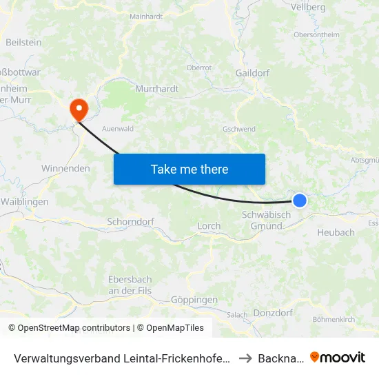 Verwaltungsverband Leintal-Frickenhofer Höhe to Backnang map