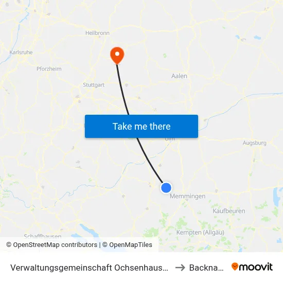Verwaltungsgemeinschaft Ochsenhausen to Backnang map