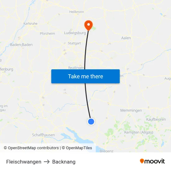Fleischwangen to Backnang map