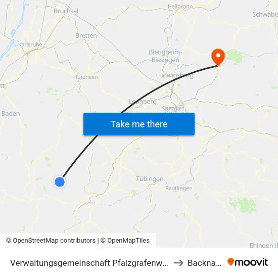 Verwaltungsgemeinschaft Pfalzgrafenweiler to Backnang map