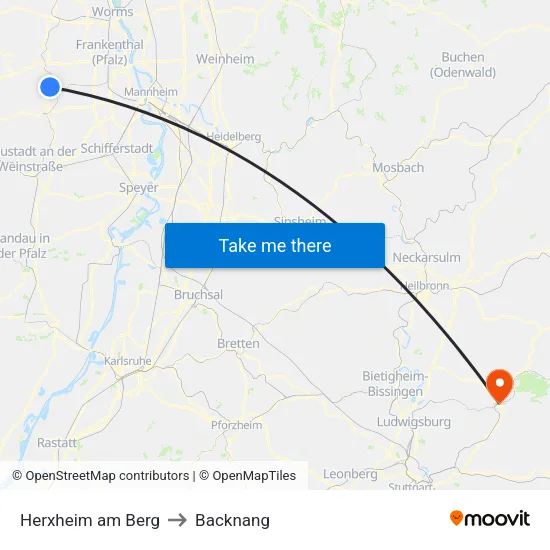 Herxheim am Berg to Backnang map