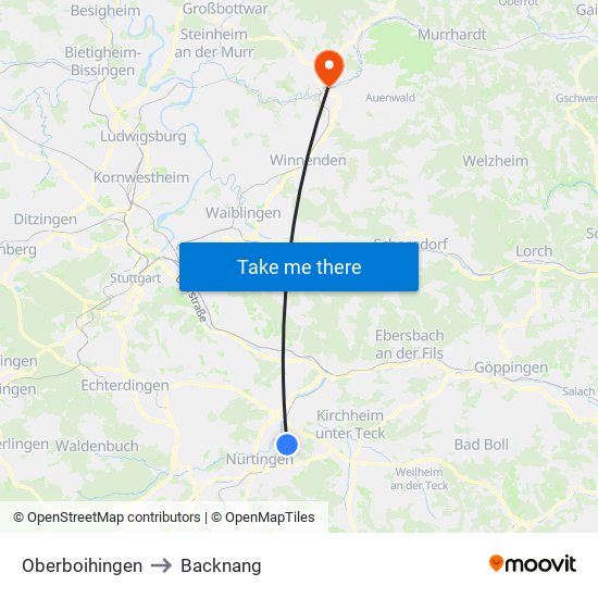 Oberboihingen to Backnang map