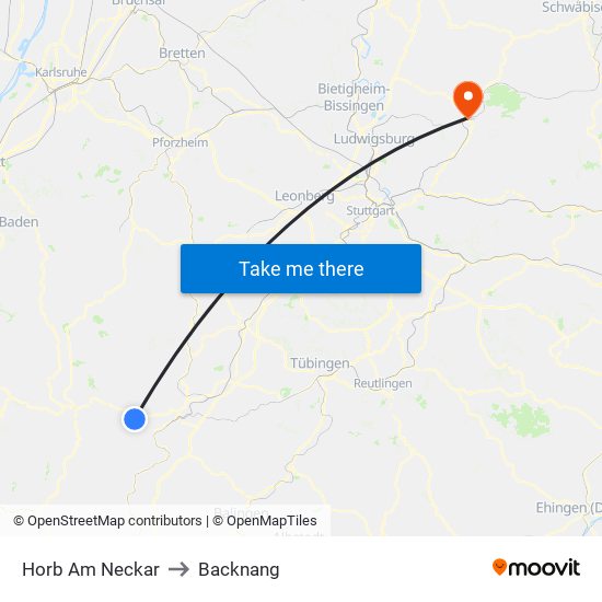 Horb Am Neckar to Backnang map