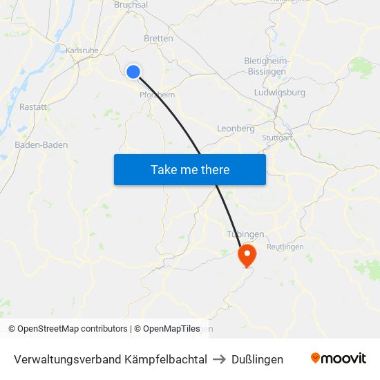 Verwaltungsverband Kämpfelbachtal to Dußlingen map