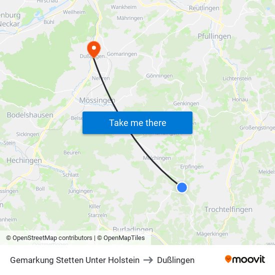 Gemarkung Stetten Unter Holstein to Dußlingen map