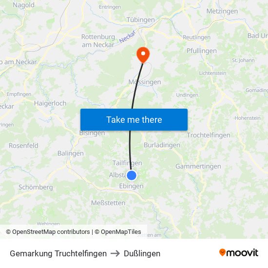 Gemarkung Truchtelfingen to Dußlingen map