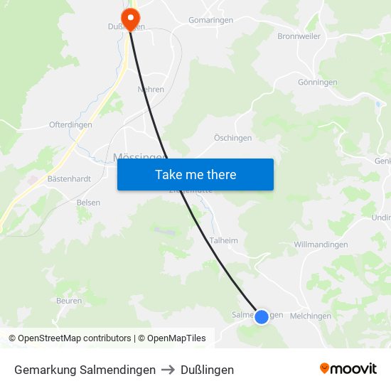 Gemarkung Salmendingen to Dußlingen map