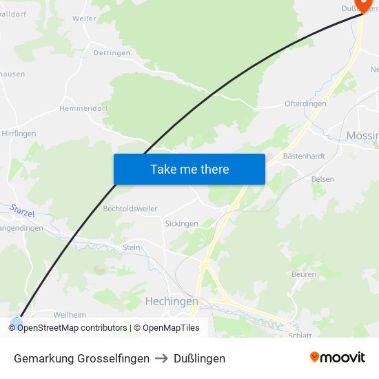 Gemarkung Grosselfingen to Dußlingen map